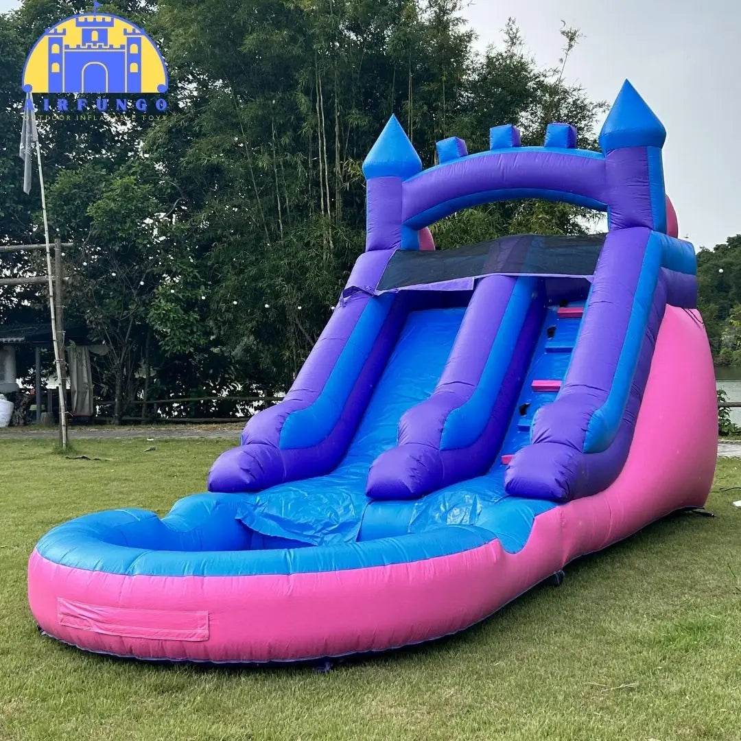 21ft Commercial Grade Navy and Purple Inflatable Water Slide with Splash Pool Bouncy Castle for Adults and Kids - ToylandEU