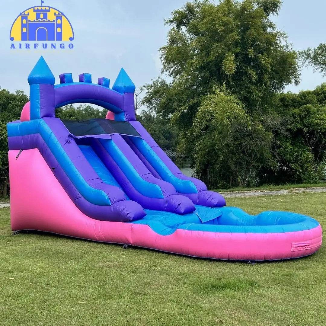 21ft Commercial Grade Navy and Purple Inflatable Water Slide with Splash Pool Bouncy Castle for Adults and Kids - ToylandEU
