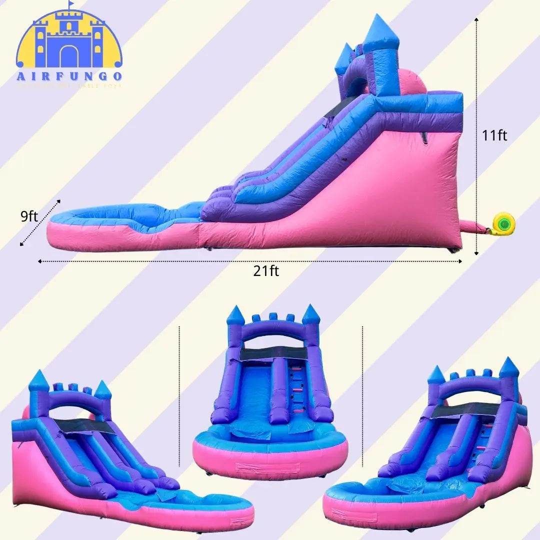 21ft Commercial Grade Navy and Purple Inflatable Water Slide with Splash Pool Bouncy Castle for Adults and Kids - ToylandEU