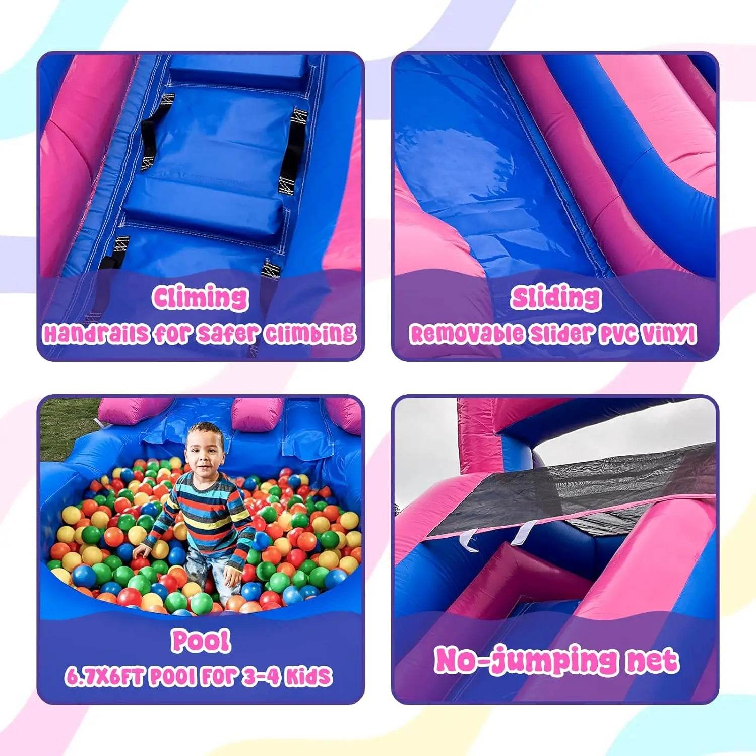 21ft Commercial Grade Navy and Purple Inflatable Water Slide with Splash Pool Bouncy Castle for Adults and Kids - ToylandEU