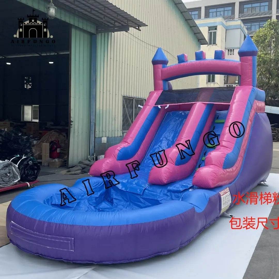 21ft Commercial Grade Navy and Purple Inflatable Water Slide with Splash Pool Bouncy Castle for Adults and Kids - ToylandEU