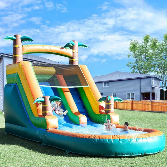  21ft Tropical Inflatable Bounce House With Water Slide Safe -  ToylandEU™