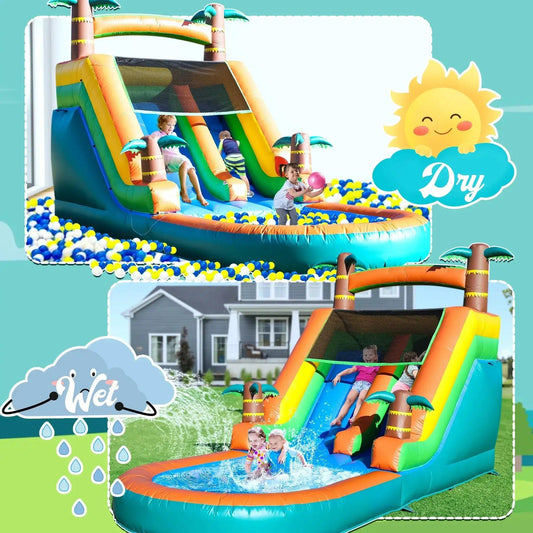  21ft Tropical Inflatable Bounce House With Water Slide Safe -  ToylandEU™