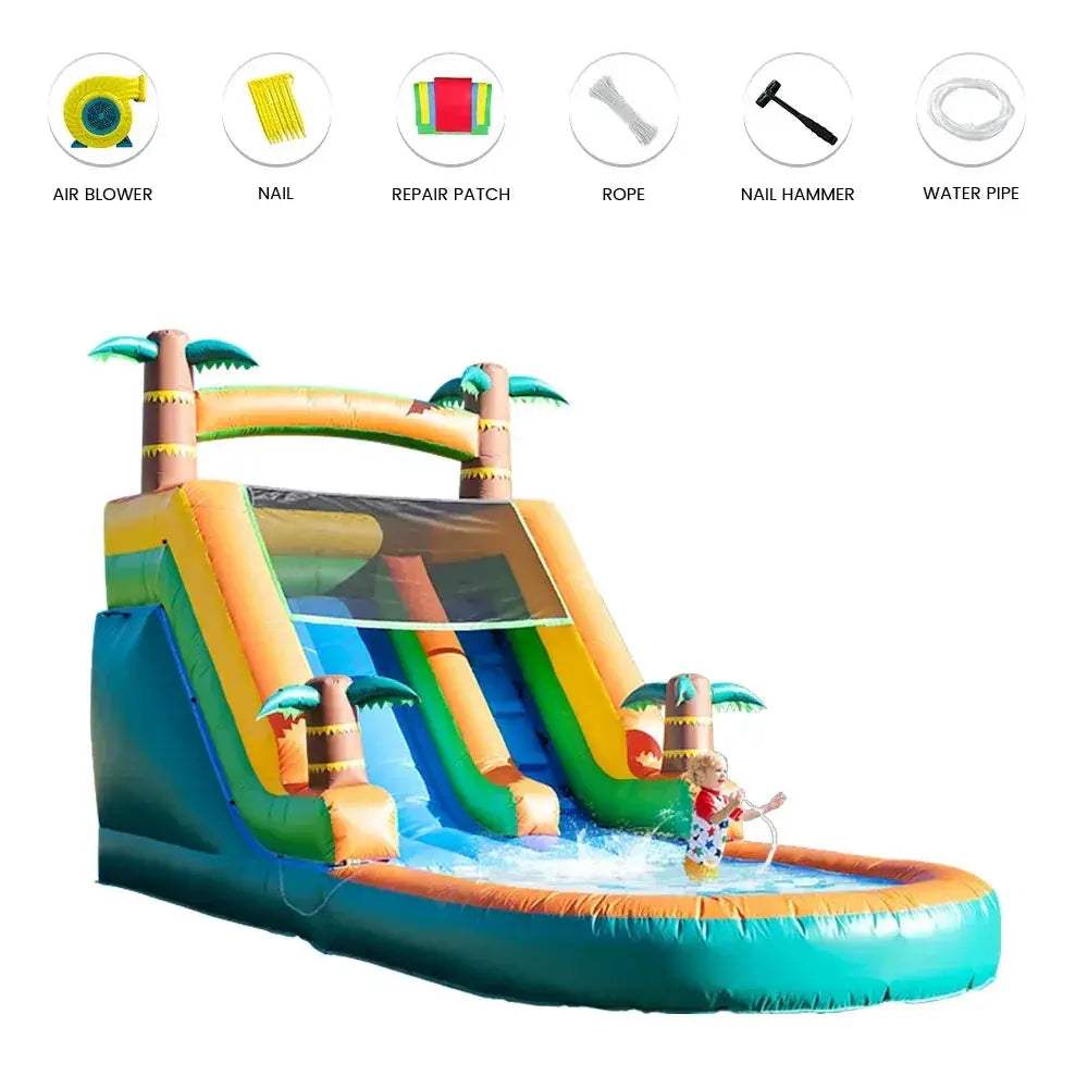 21ft Tropical Inflatable Bounce House With Water Slide - ToylandEU