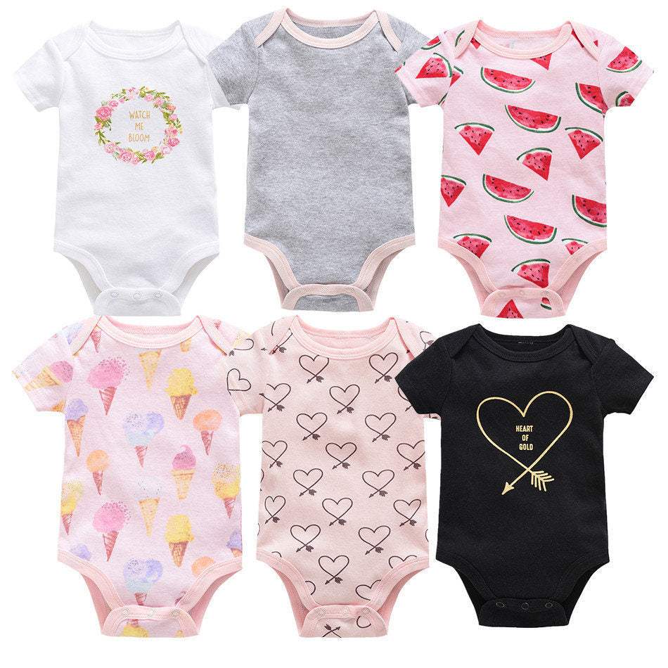 Baby Jumpsuit | Cotton | Short Sleeve | 6 Piece Set 0-12 Months