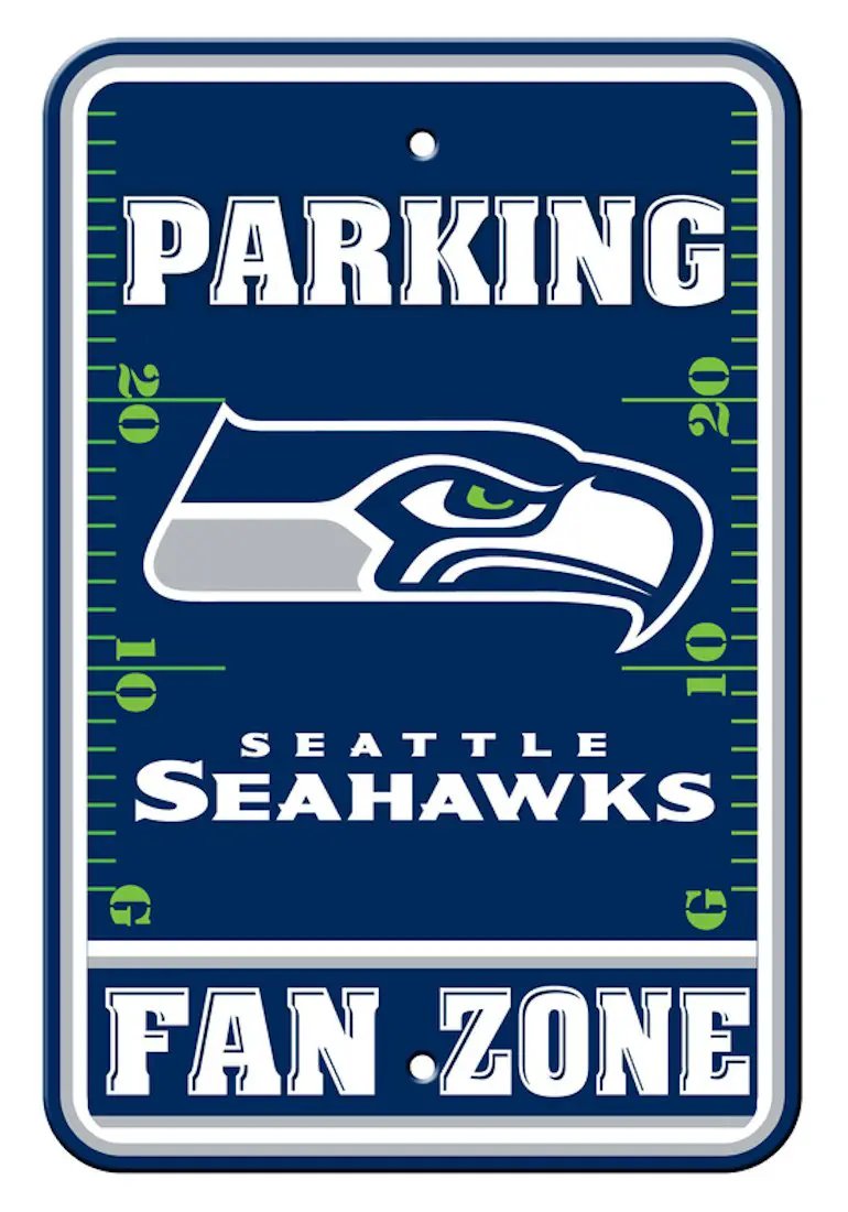 Seattle Seahawks Sign 12x18 Plastic Fan Zone Parking Style CO