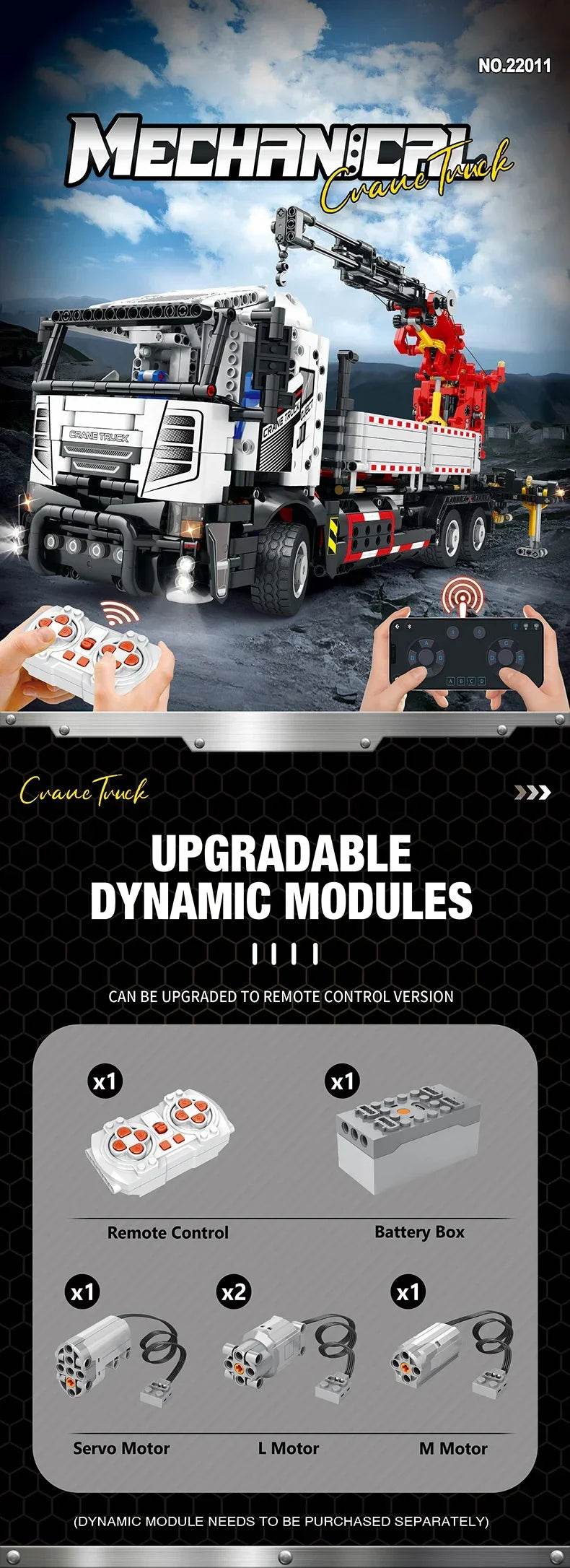 2328PCS Multifunctional Crane Truck Building Blocks RC Car - ToylandEU