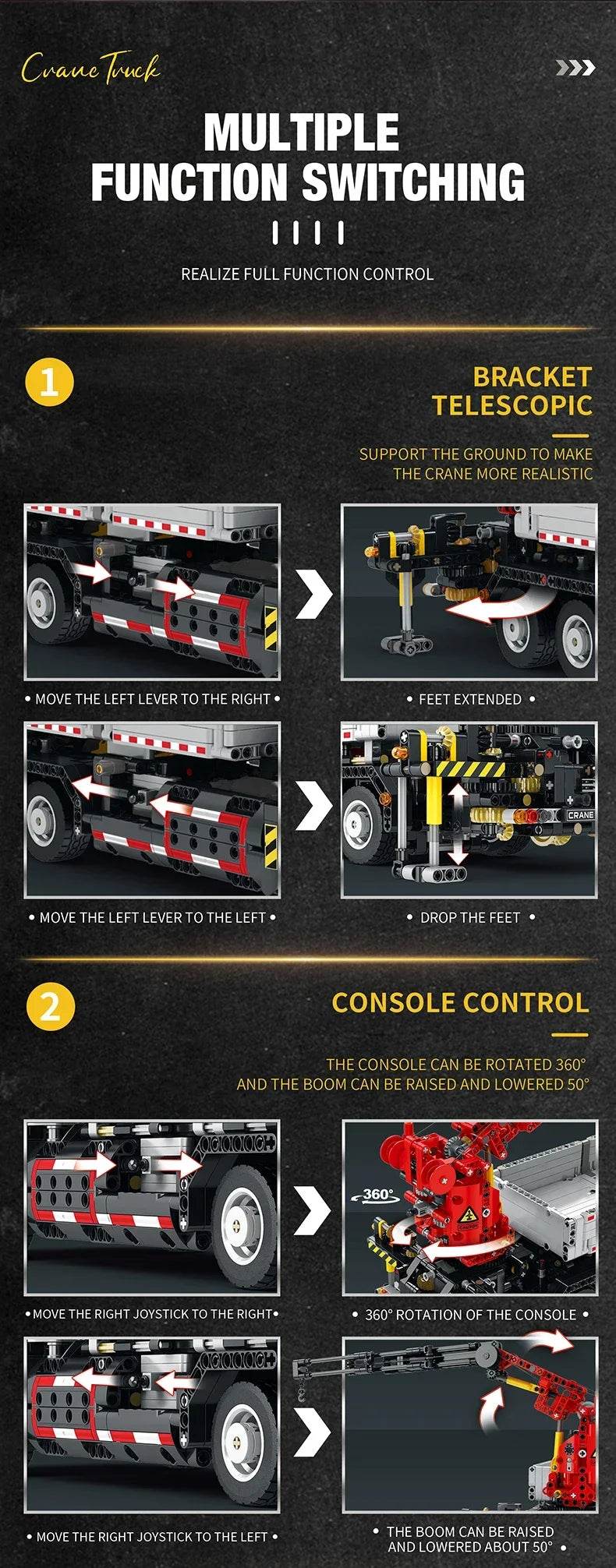 2328PCS Multifunctional Crane Truck Building Blocks RC Car - ToylandEU