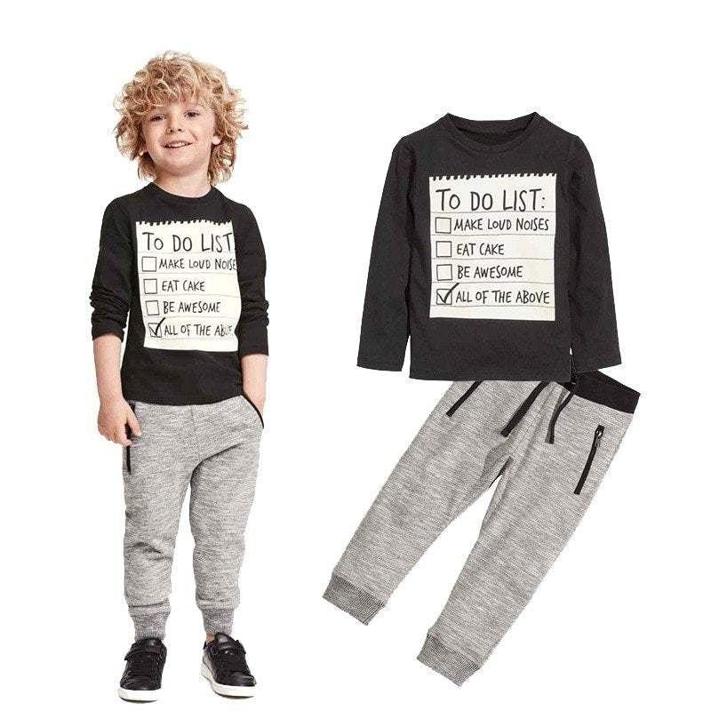 Boys' Casual Long-Sleeve T-Shirt And Pants Set | Cotton | Spring And Autumn