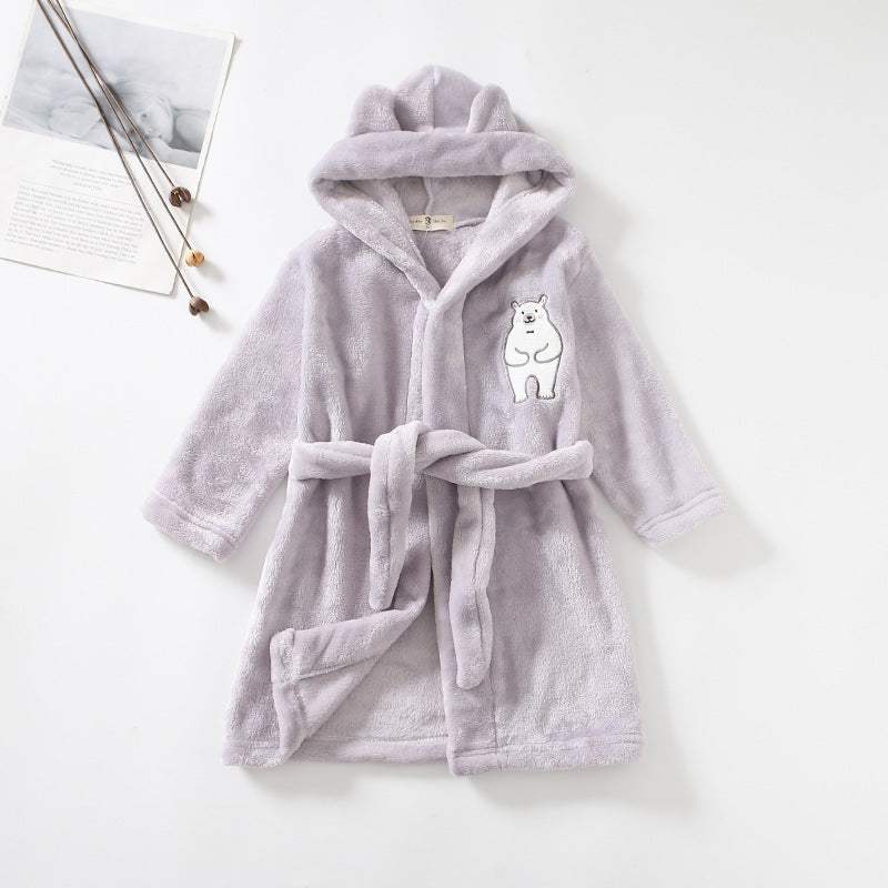 Kids Flannel Bathrobe | Hooded | Unisex Sleepwear | Ages 3 To 8 Years