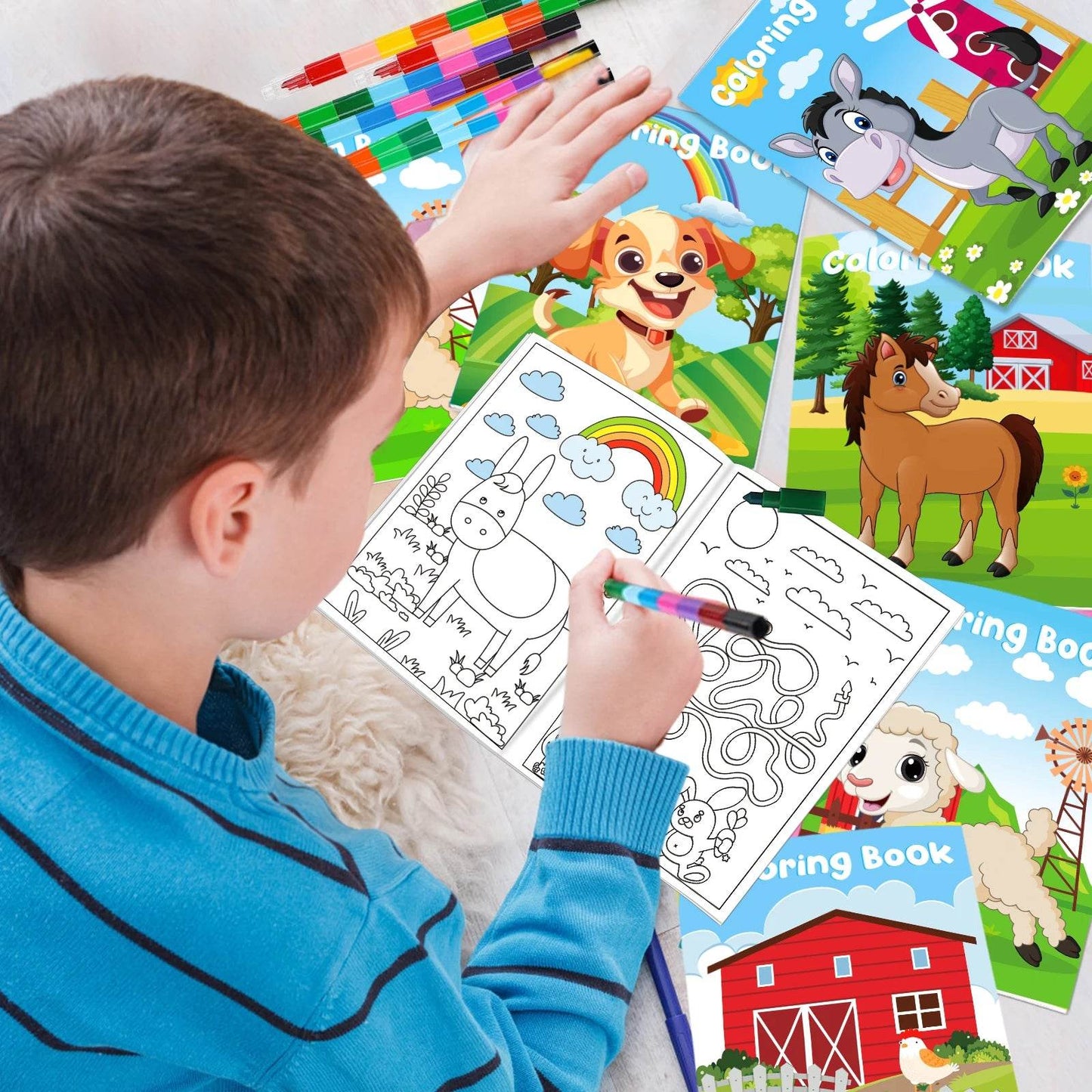 24Pcs Farm Coloring Books for Kids with 24 Crayons - ToylandEU