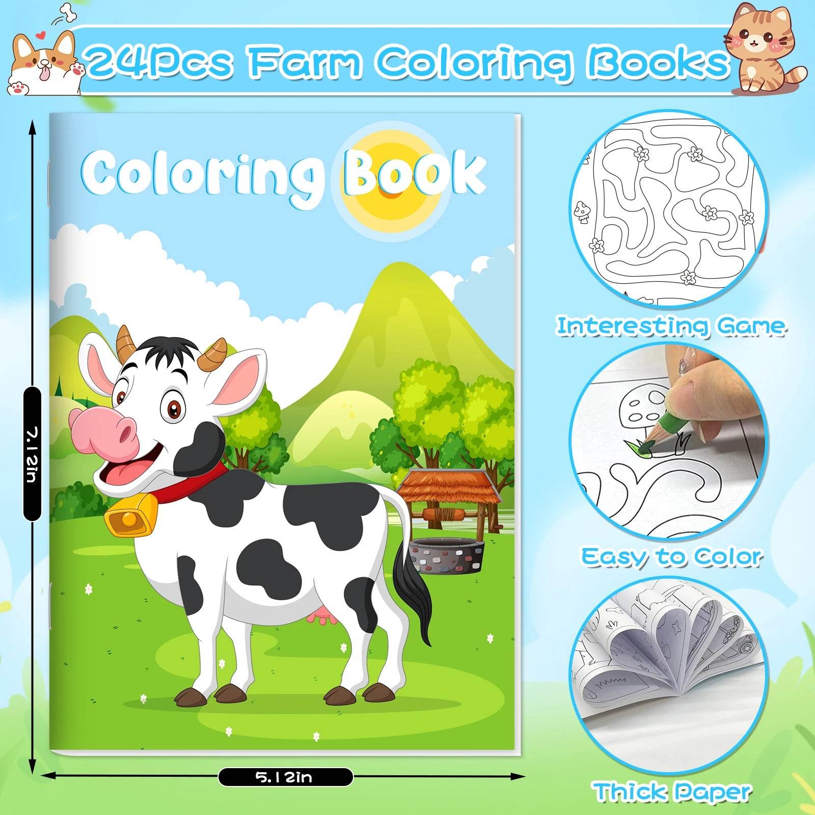 24Pcs Farm Coloring Books for Kids with 24 Crayons - ToylandEU