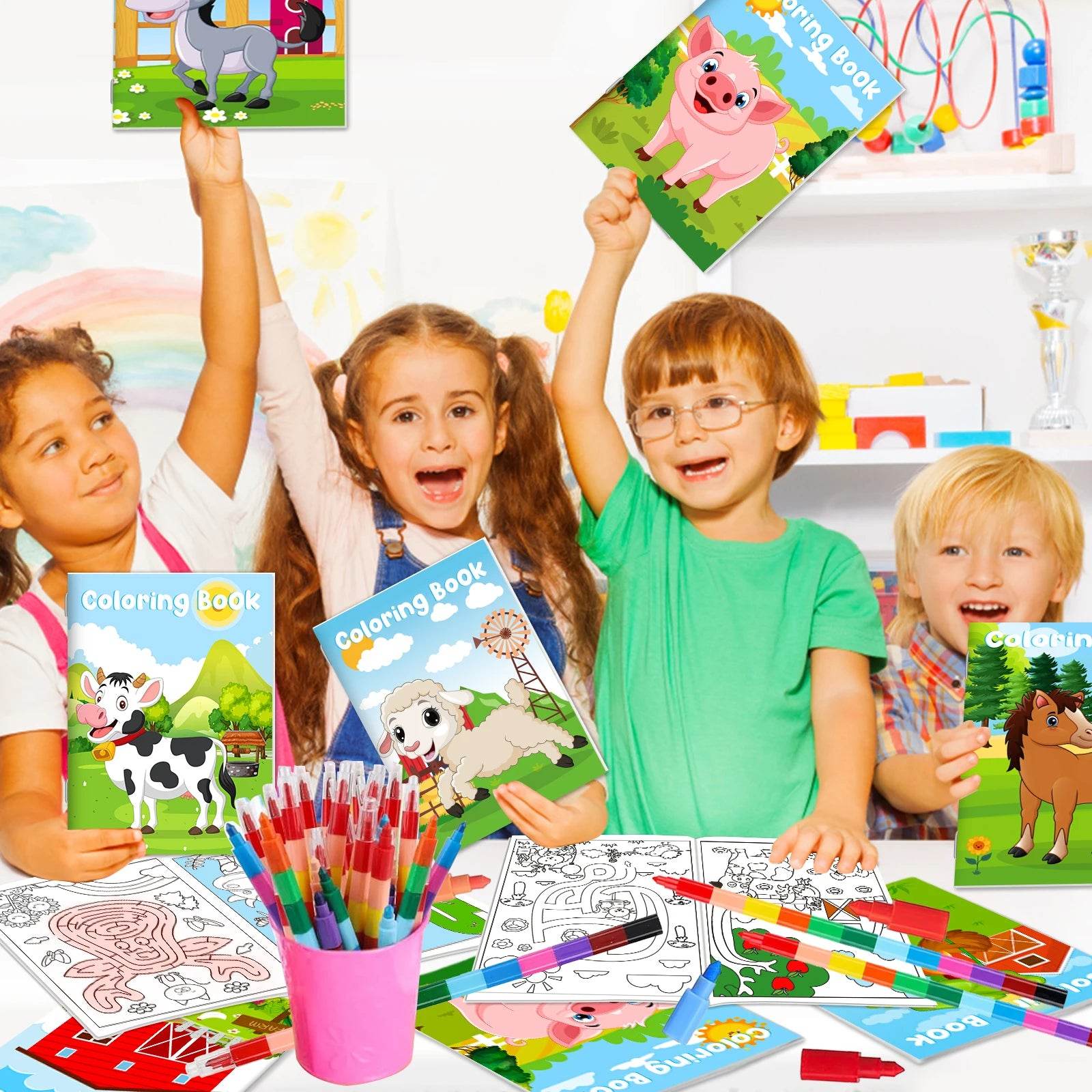 24Pcs Farm Coloring Books for Kids with 24 Crayons - ToylandEU