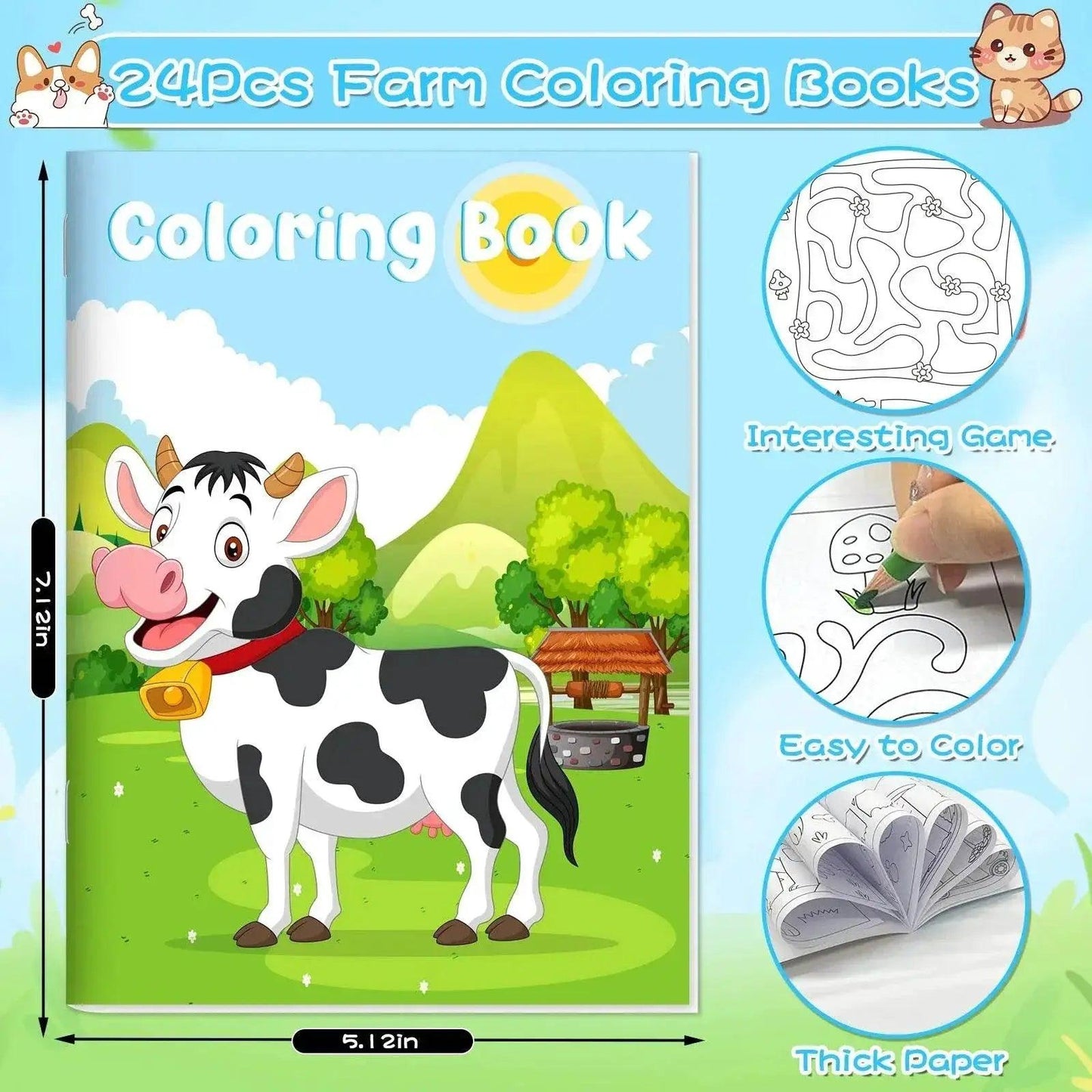  24Pcs Farm Coloring Books for Kids with Crayons Party Favors -  ToylandEU™