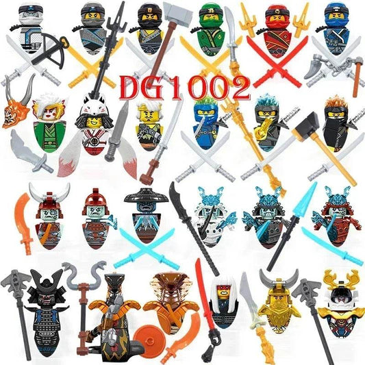 24Pcs Mini Ninja Motorcycle Action Figures Building Blocks Skeleton Soldiers Snakes Warrior Samurai Anime Movie Bricks Kids Toys - ToylandEU