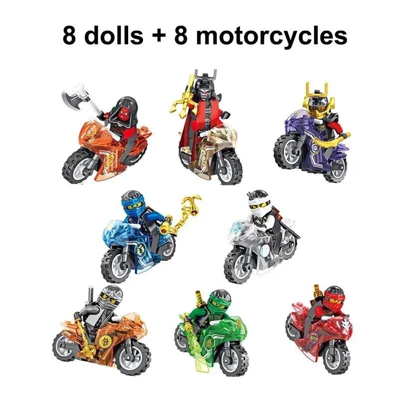 24Pcs Mini Ninja Motorcycle Action Figures Building Blocks Skeleton Soldiers Snakes Warrior Samurai Anime Movie Bricks Kids Toys - ToylandEU