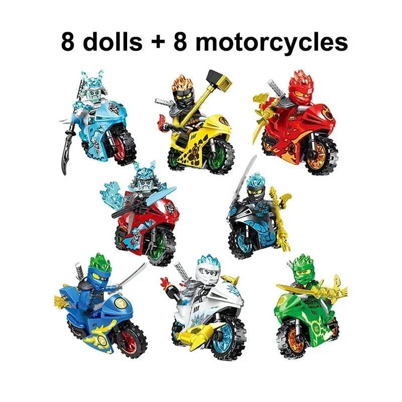 24Pcs Mini Ninja Motorcycle Action Figures Building Blocks Skeleton Soldiers Snakes Warrior Samurai Anime Movie Bricks Kids Toys - ToylandEU