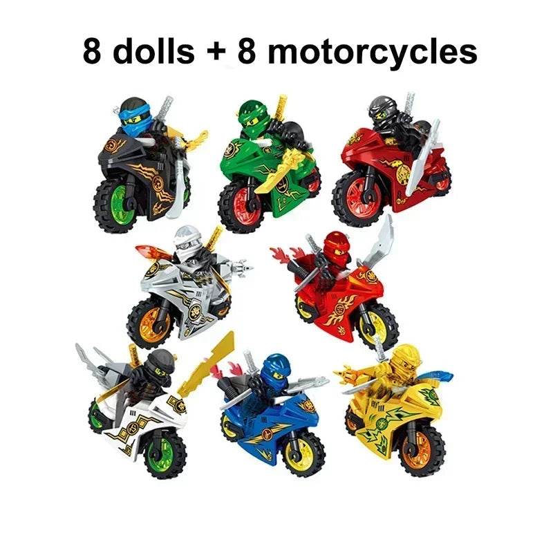 24Pcs Mini Ninja Motorcycle Action Figures Building Blocks Skeleton Soldiers Snakes Warrior Samurai Anime Movie Bricks Kids Toys - ToylandEU