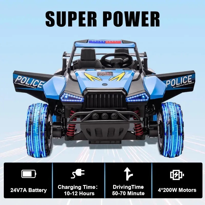 24V Police Ride On Car With Remote Control Smooth Ride - ToylandEU
