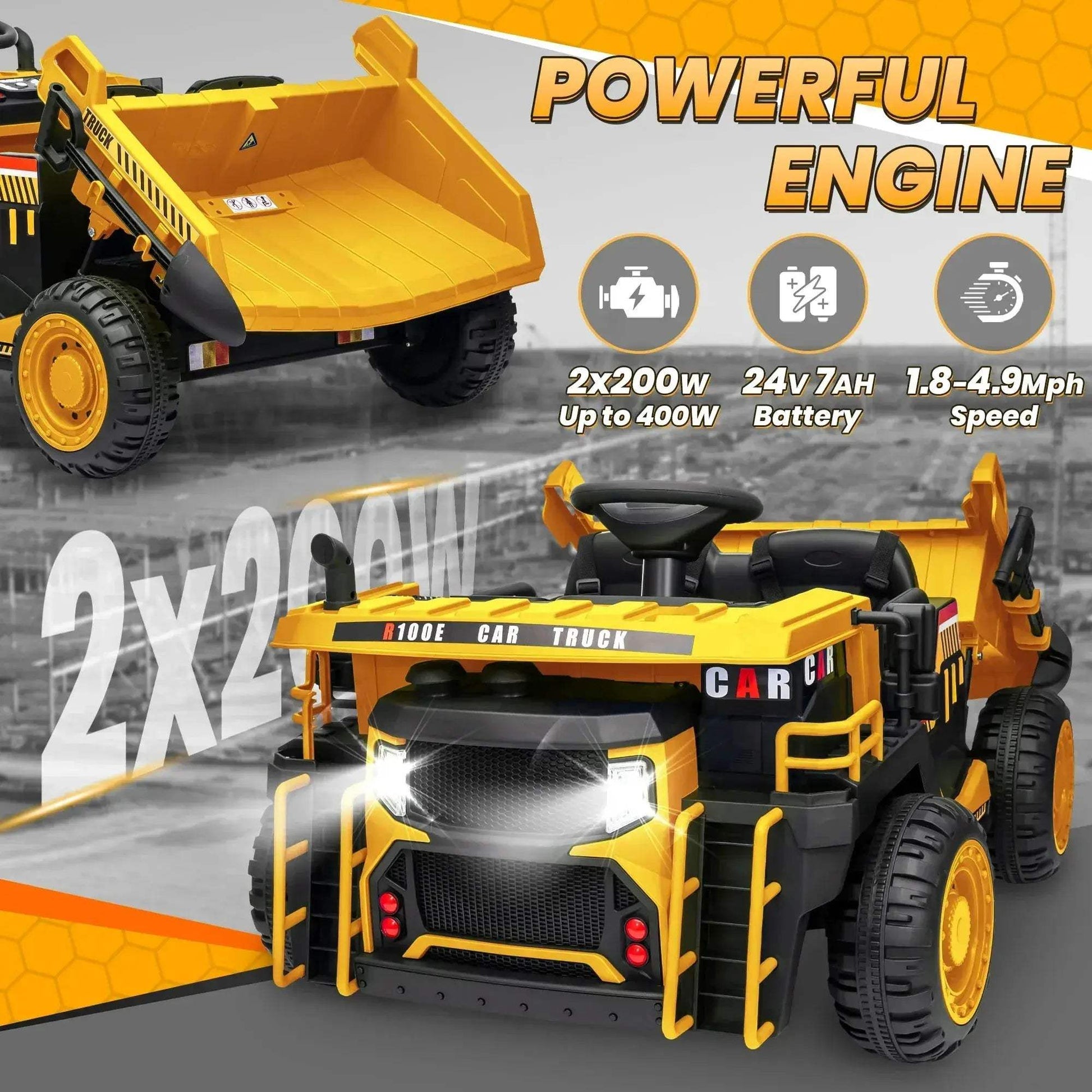  24V Remote Control Ride On Dump Truck Dual Seats -  ToylandEU™