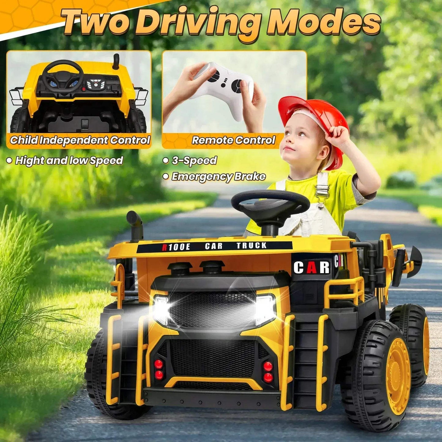  24V Remote Control Ride On Dump Truck Dual Seats -  ToylandEU™