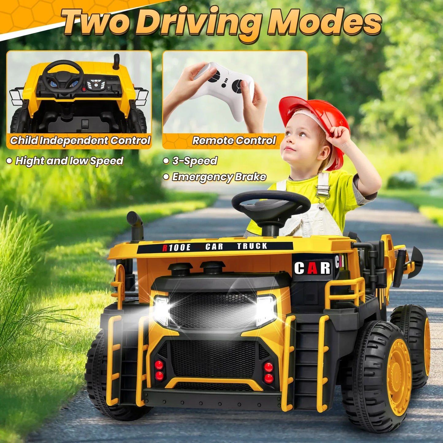 24V Remote Control Ride On Dump Truck With Dual Seats - ToylandEU