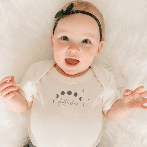 Organic Short Sleeve Bodysuit | Moon Phase Graphics | Baby