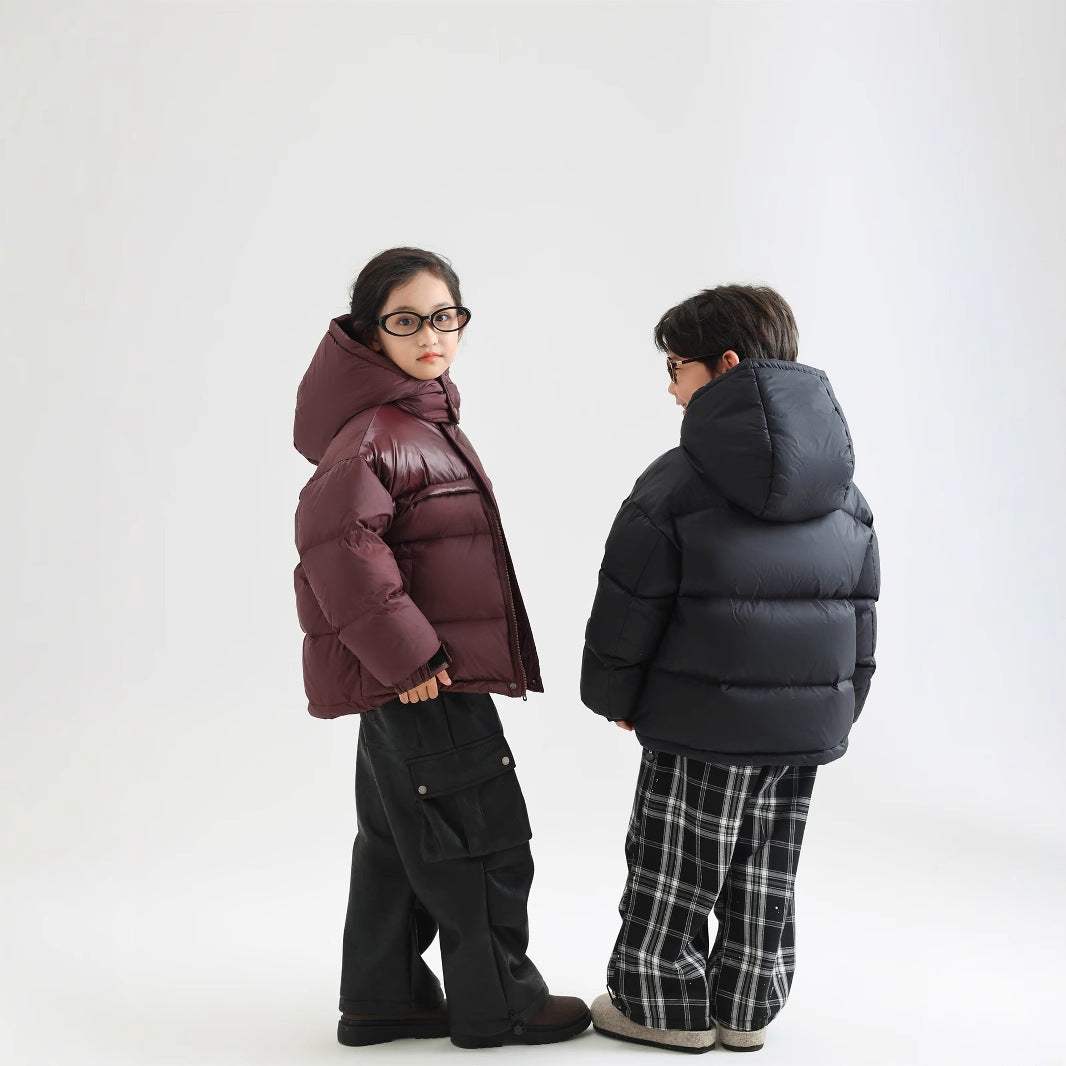 Boys' Winter Warm Thickened Ski Suit | Wine Red And Black