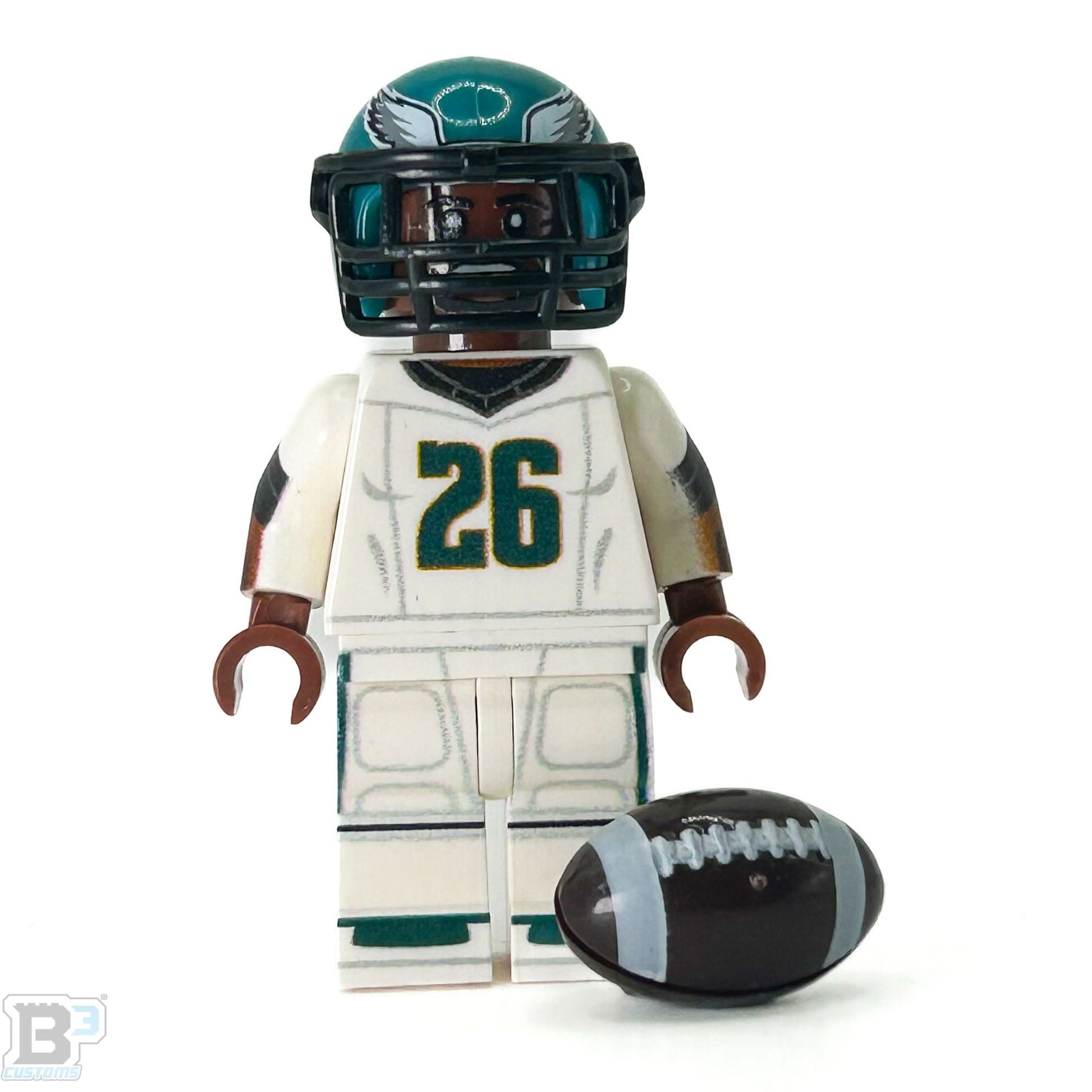 #26 RB Barkley Eagles Football Player Minifig made using LEGO parts - B3 Customs - ToylandEU
