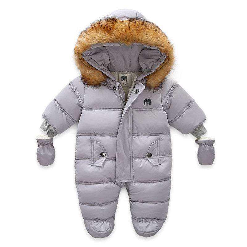 Baby Thick Cotton Jumpsuit Jacket With Gloves | Long Sleeve