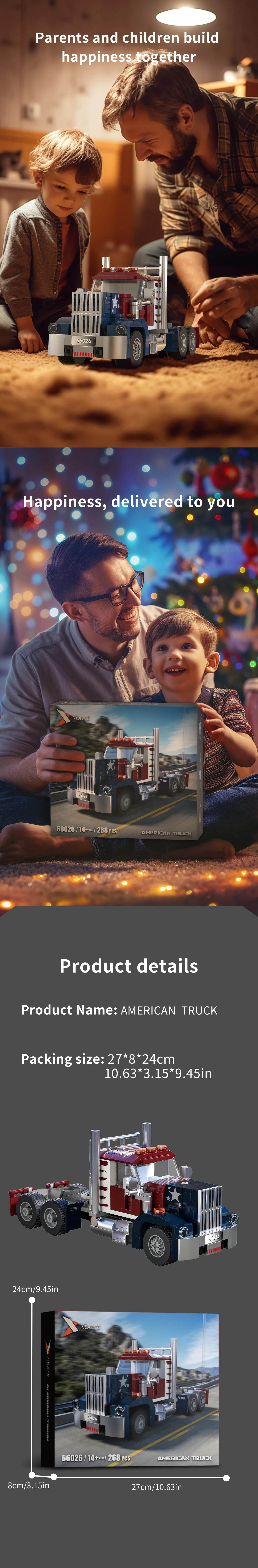 268PCS American Truck Head Building Blocks DIY Toys For Kids - ToylandEU