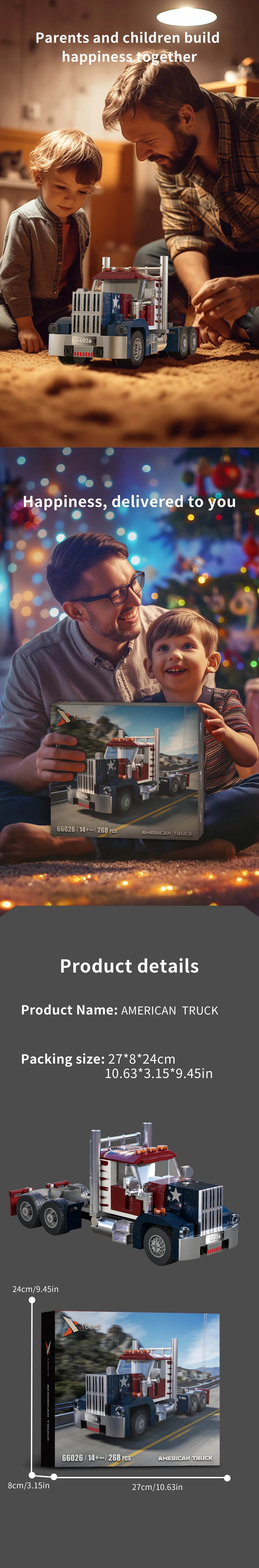 268PCS American Truck Head Building Blocks DIY Toys For Kids - ToylandEU