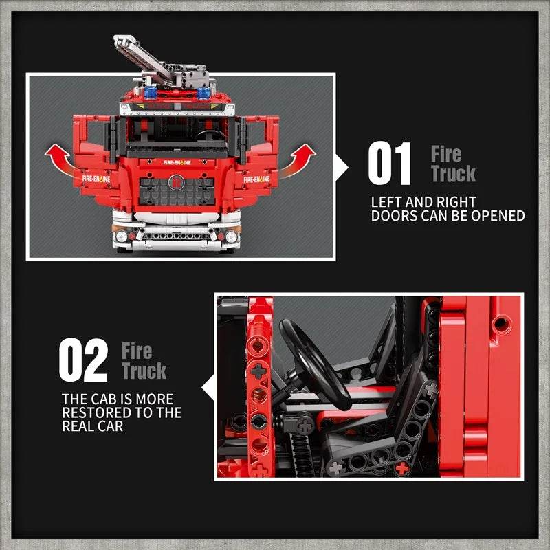 2692PCS City Water Jet Fire Truck Building Blocks MOC Model - ToylandEU