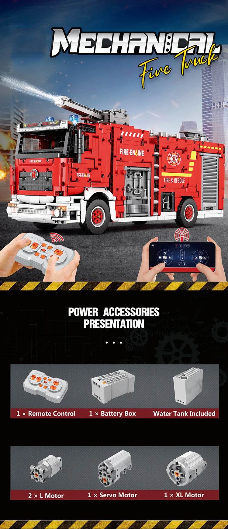 2692PCS City Water Jet Fire Truck Building Blocks MOC Model - ToylandEU