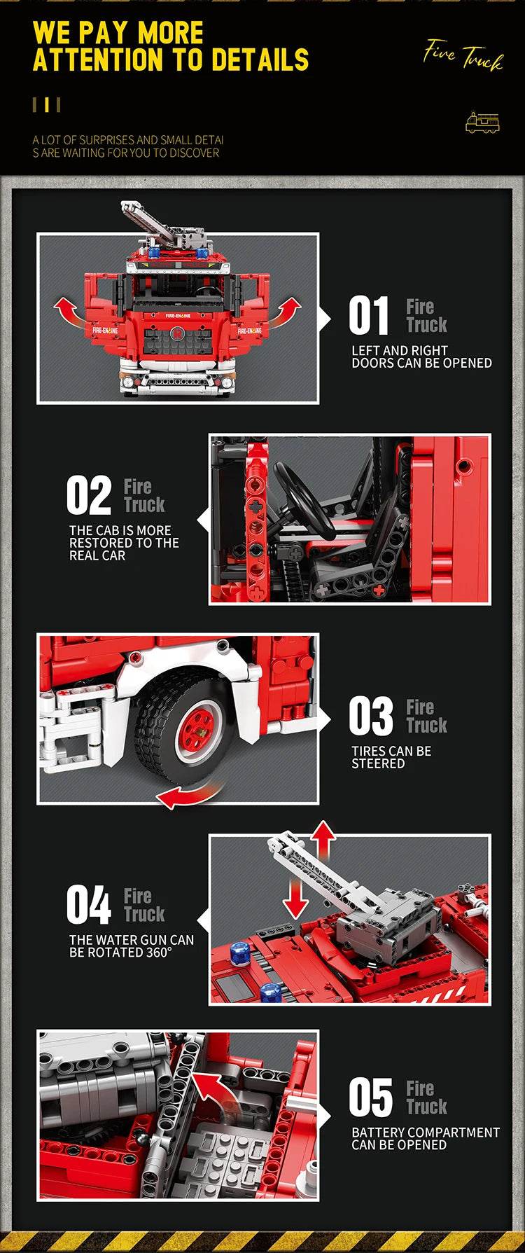 2692PCS City Water Jet Fire Truck Building Blocks MOC Model - ToylandEU