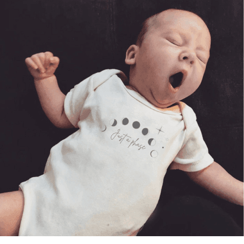 Organic Short Sleeve Bodysuit | Moon Phase Graphics | Baby