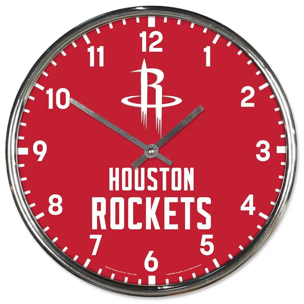 Houston Rockets Clock Round Wall Style Chrome Periodic Restock