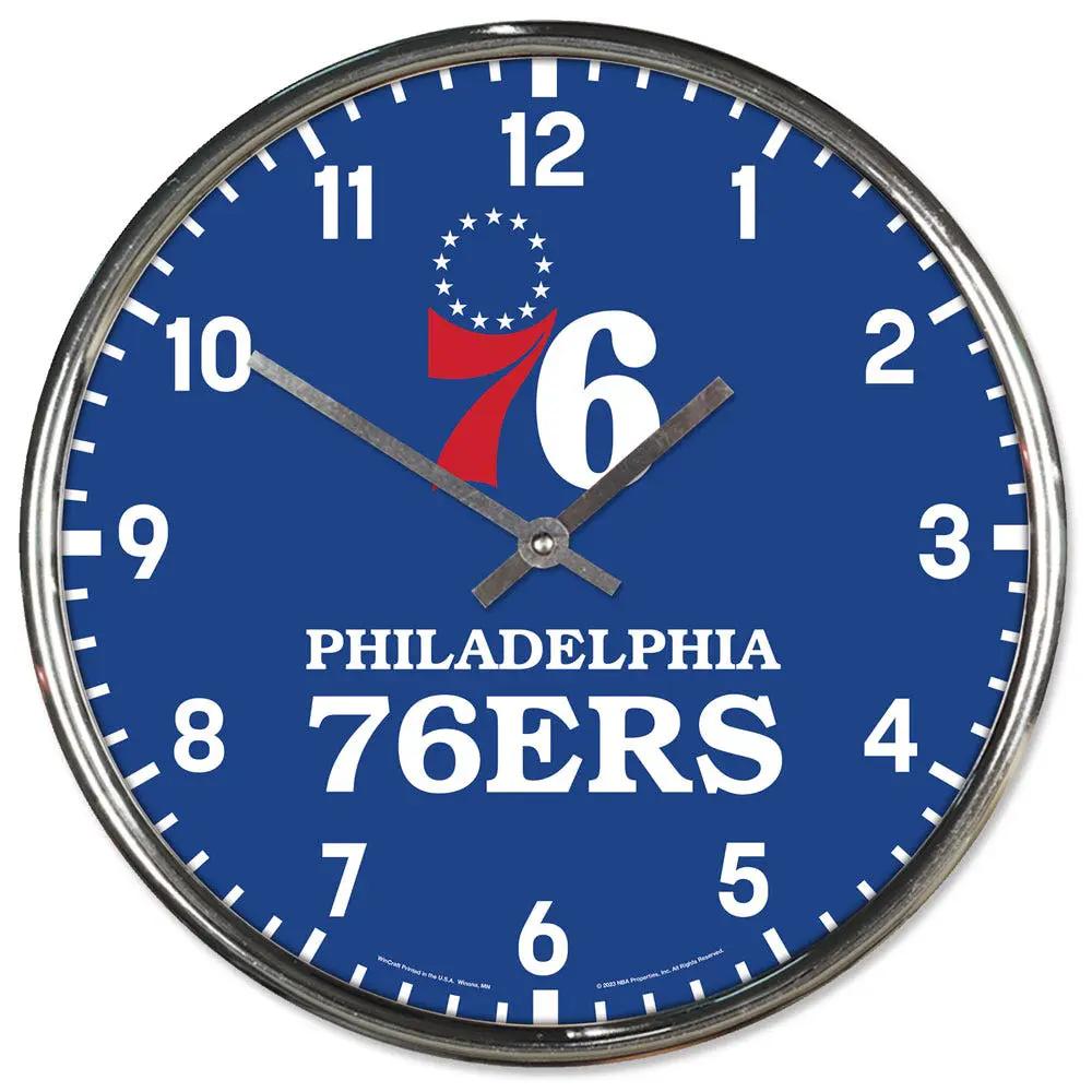 Philadelphia 76ers Clock Round Wall Style Chrome Periodic Restock