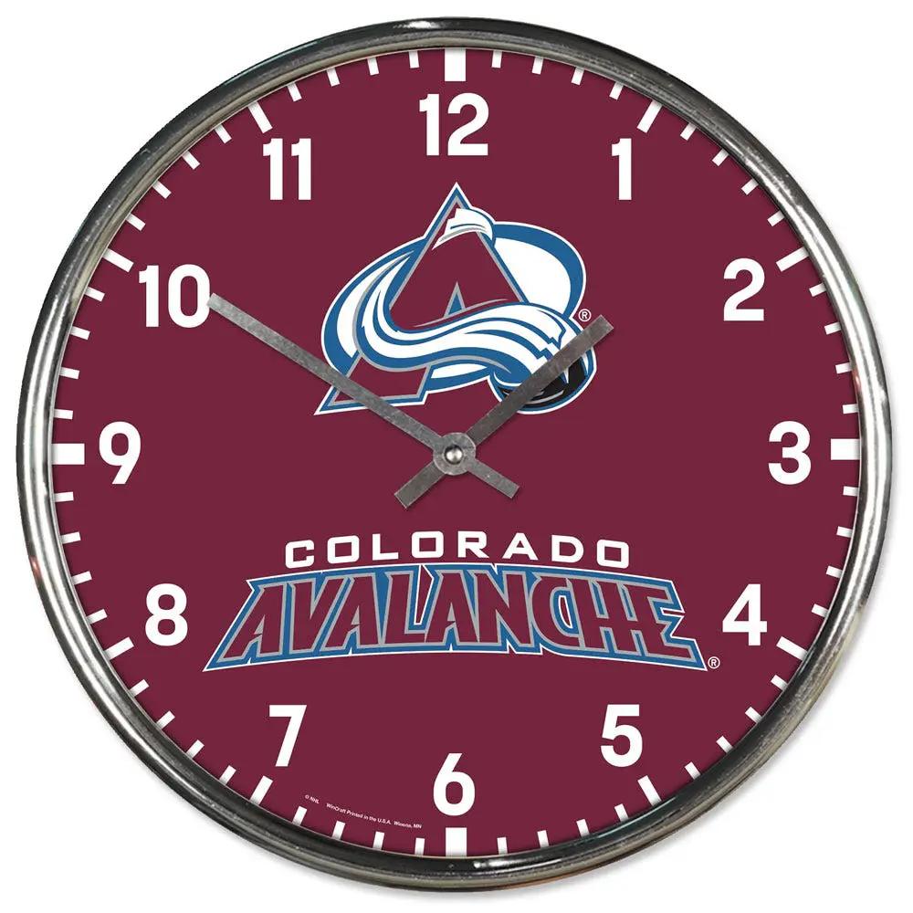 Colorado Avalanche Clock Round Wall Style Chrome Periodic Restock