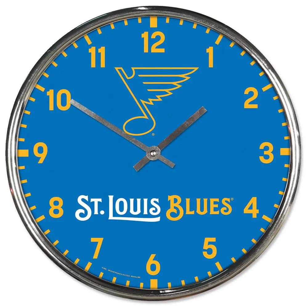 St. Louis Blues Clock Round Wall Style Chrome Periodic Restock