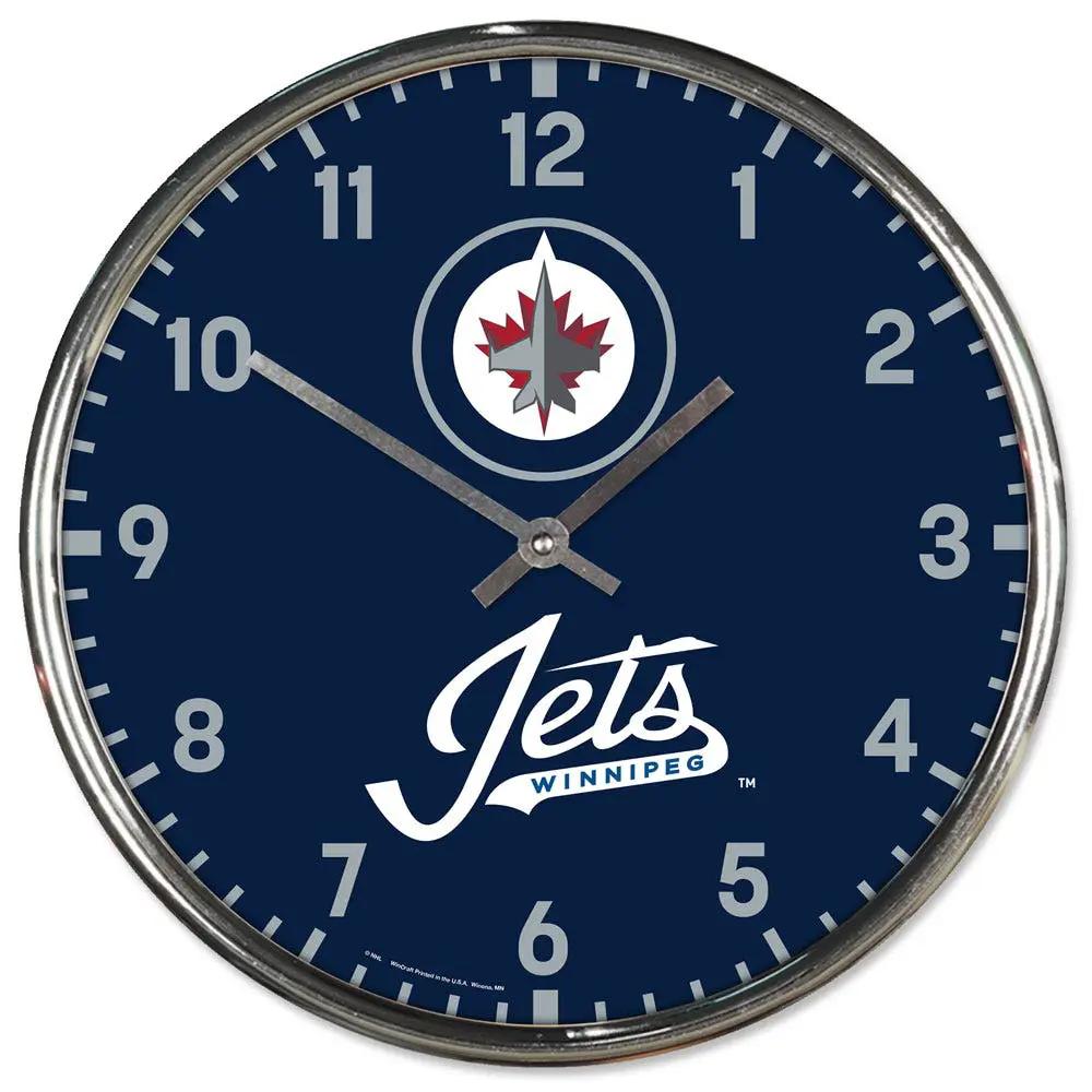 Winnipeg Jets Clock Round Wall Style Chrome Periodic Restock
