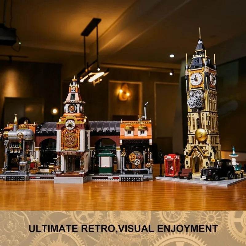 2788PCS MOC Steampunk Railway Station Large Building Blocks Mechanical Train Station Model Desktop Decoration DIY Toys Kids Gift - ToylandEU