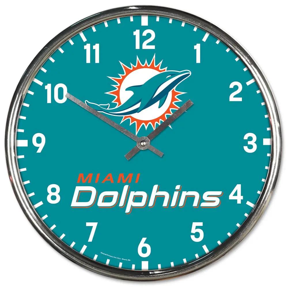 Miami Dolphins Round Chrome Wall Clock Periodic Restock