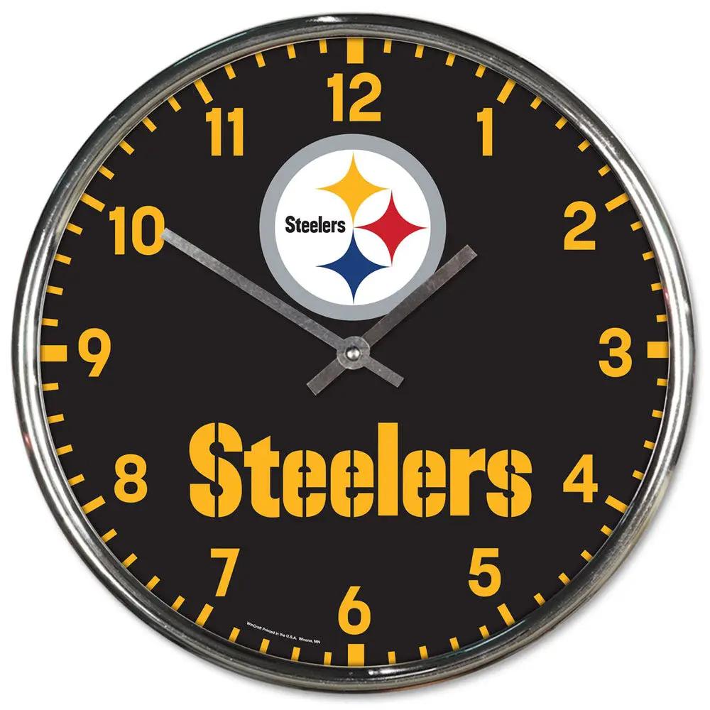 Pittsburgh Steelers Round Chrome Wall Clock Periodic Restock