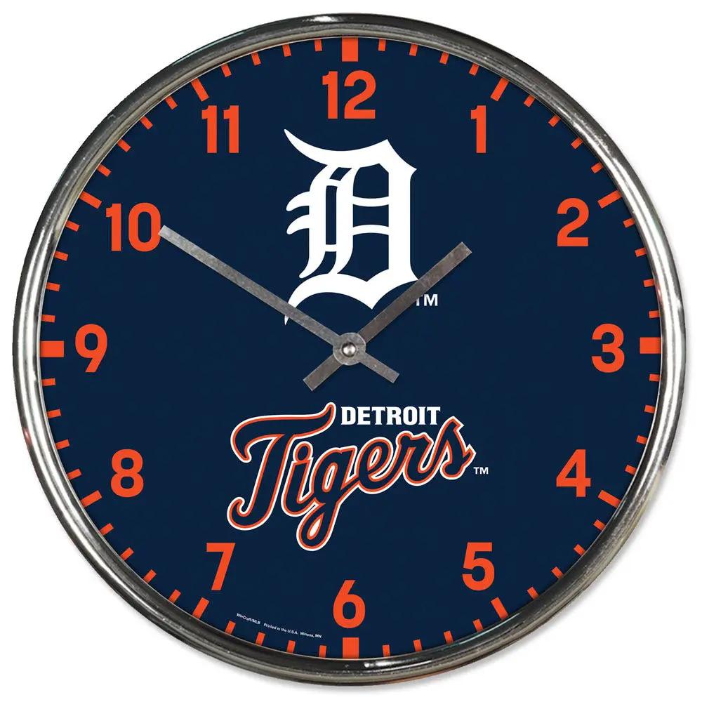 Detroit Tigers Round Chrome Wall Clock Periodic Restock