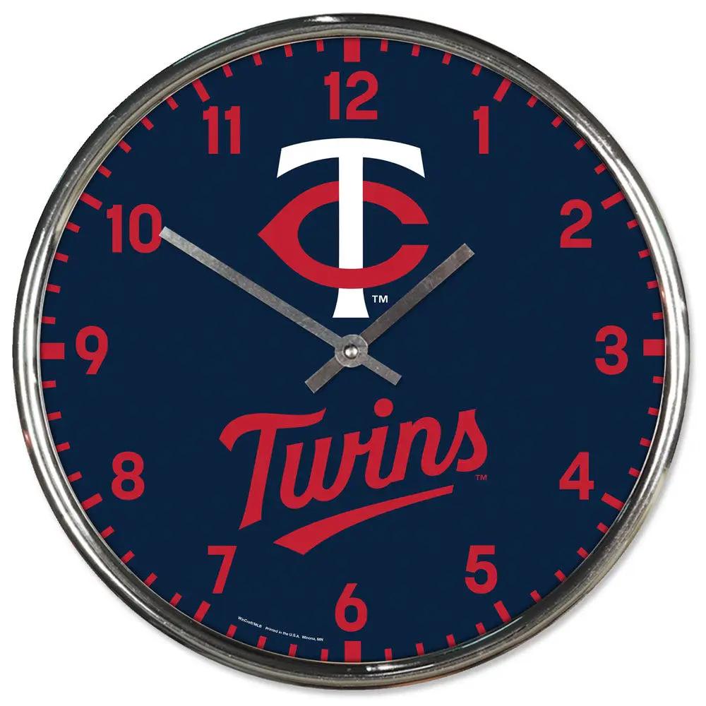Minnesota Twins Clock Round Wall Style Chrome Periodic Restock