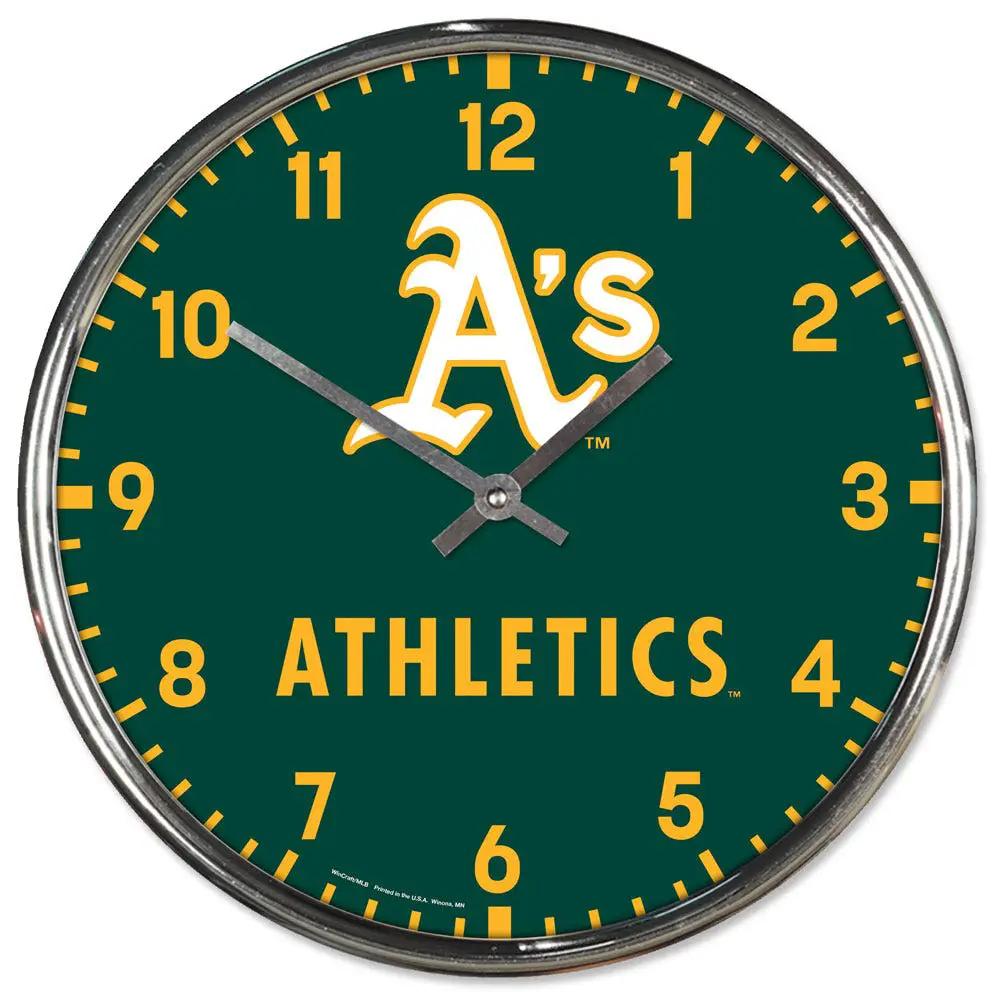 Oakland Athletics Clock Round Wall Style Chrome Periodic Restock