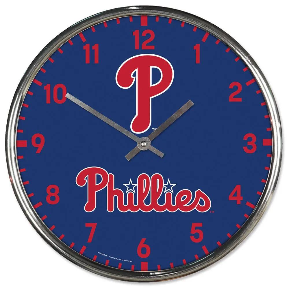 Philadelphia Phillies Clock Round Wall Style Chrome Periodic Restock