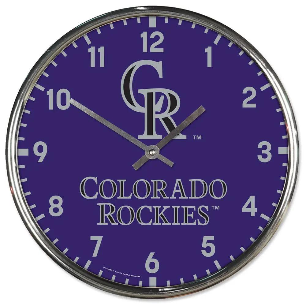 Colorado Rockies Clock Round Wall Style Chrome Periodic Restock
