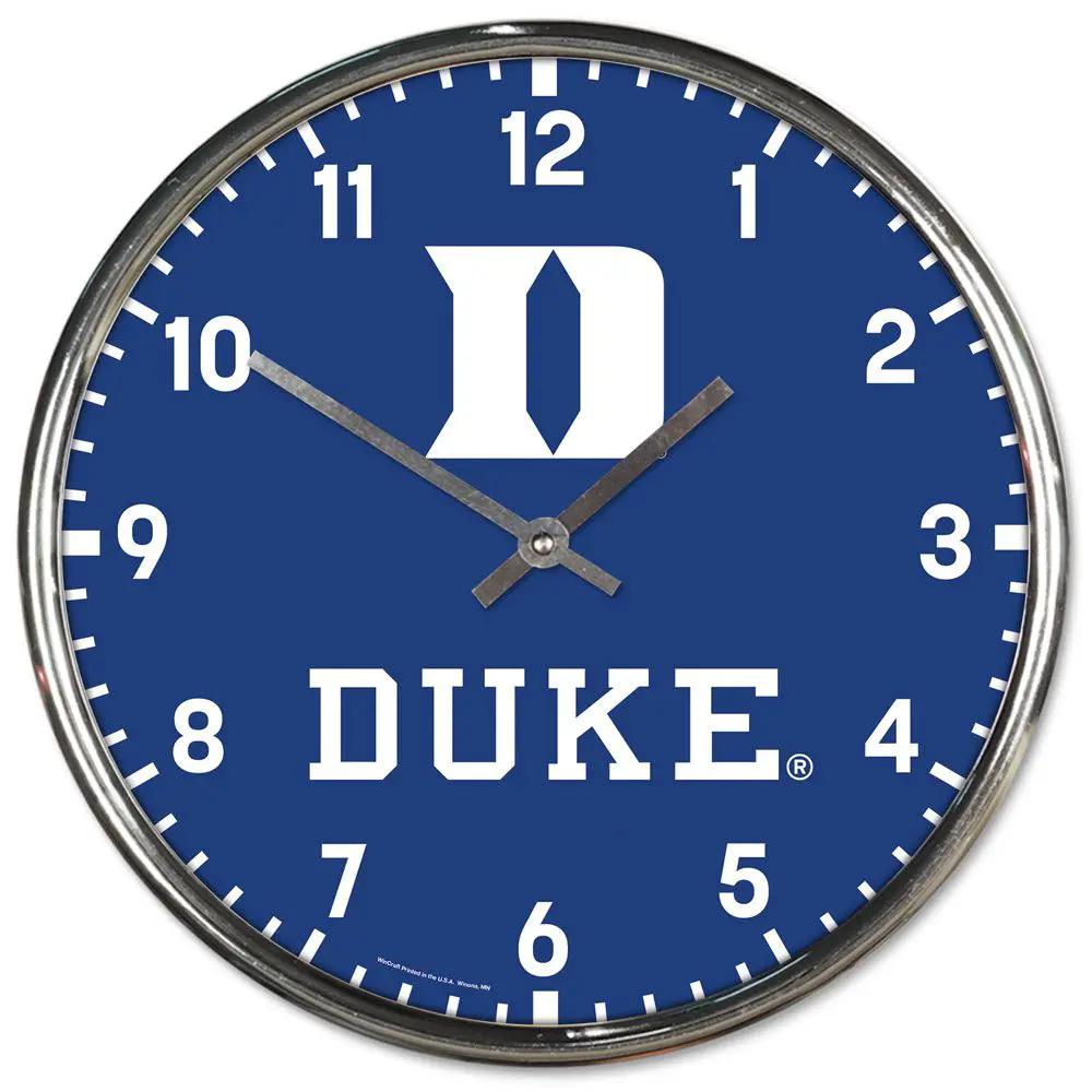 Duke Blue Devils Clock Round Wall Style Chrome Periodic Restock
